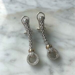 Mia Fiore Sterling Silver with 14K Gold Weave Drop Disc Earrings - NWT